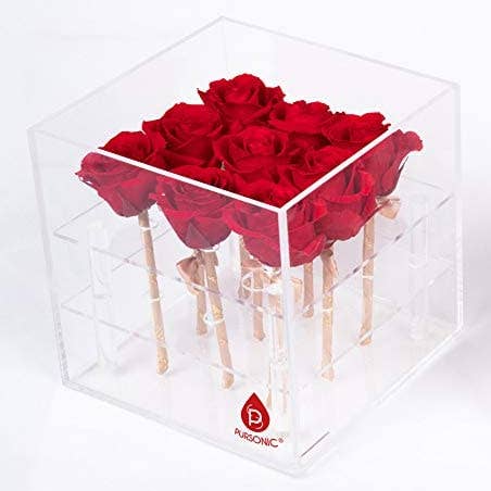 100% Natural 9 Preserved Roses Lasts at Least 1 Year! RED for wholesale by Pursonic