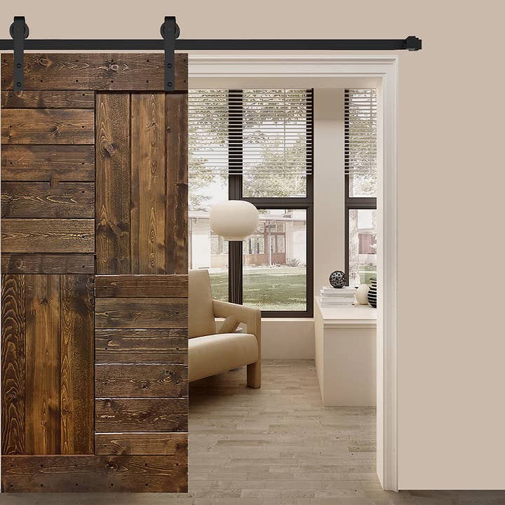 S Series Finished DIY Solid Wood Slidng Barn Door for wholesale by ISLIFE