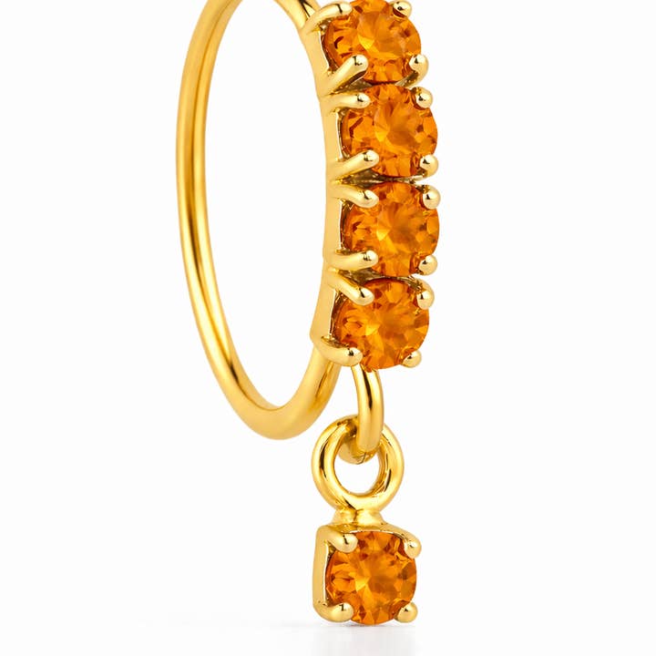 Orange 4 Stone Small Gem Dangle Gold Nose Ring For Pierced Nose for wholesale by Ava’s Accessory Box