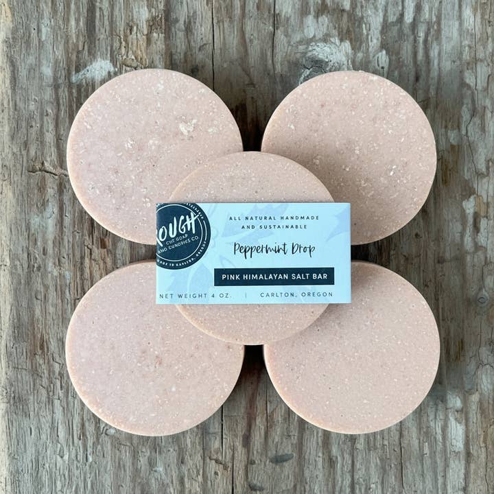 Peppermint Drop Pink Himalayan Salt Bar for wholesale by Rough Cut Soap and Sundries