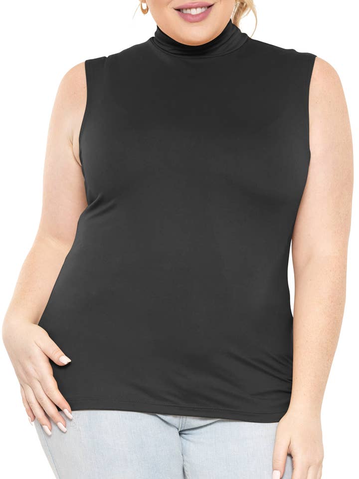 Women's Plus Oh So Soft Sleeveless Mock Neck Top - Perfectly Stylish, Cozy Essential for Everyday for wholesale by Stretch Is Comfort