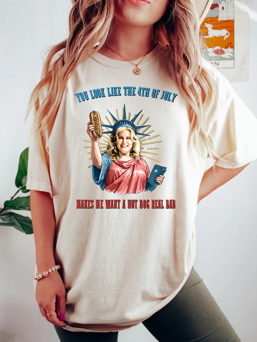 Eleven Fashion - Wholesale Screen Printed T-Shirt - Unisex - You Look Like The 4th Of July Makes Me Want A Hot Dog Tee0