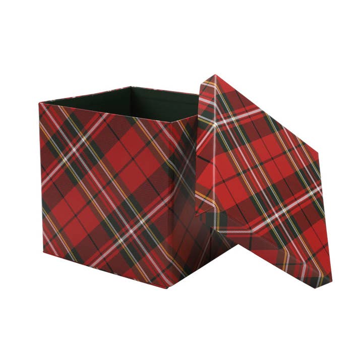9" x 9" x 9" Collapsable Holiday Gift Box w/ Removable Lid | "Plaid"
for wholesale by LA Ribbons Wholesale