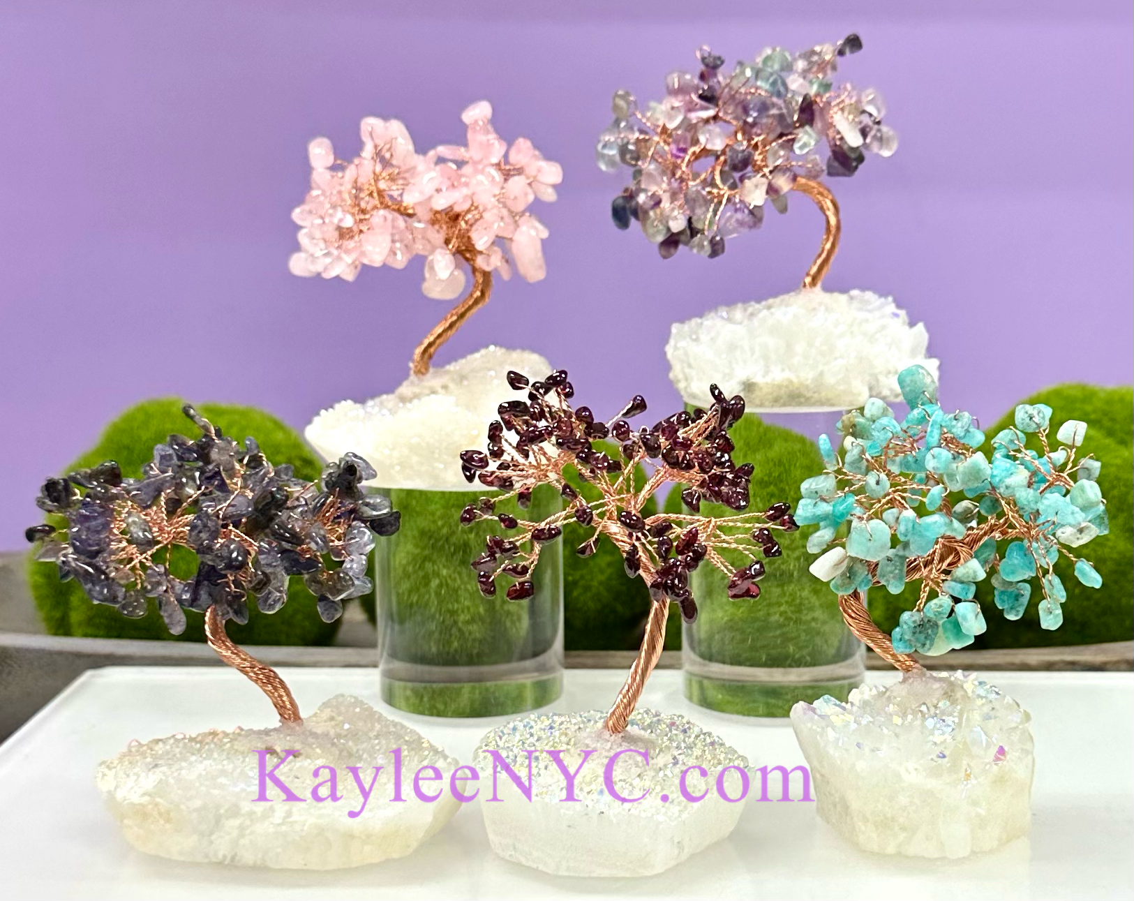 KayleeNYC - Wholesale Spiritual Stone/Crystal - Bonsai Tree with Angel Aura Base Crystal1