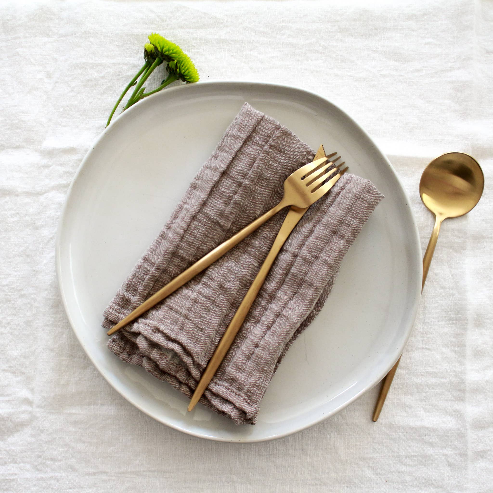 My Kitchen Linens – Guardanapo e pano de jantar por atacado – Conjunto de 4 Guardanapos Castanho Natural/Musselina de Algodão4