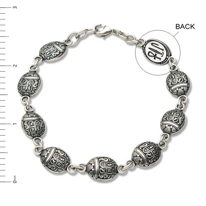 Discoveries, Inc. - Vendita all'ingrosso Braccialetto con ciondolo/pendente - Bracciale a maglie con scarabeo egiziano, argento anticato3