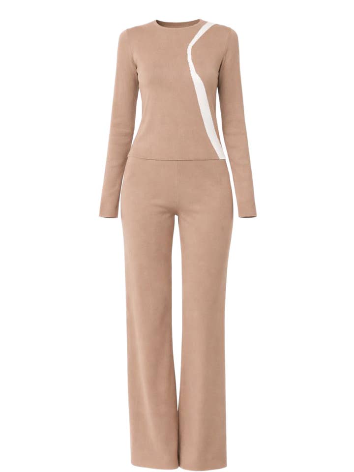 Conjunto de blusa e calças de manga comprida Sabine Knit por atacado de RIVIR