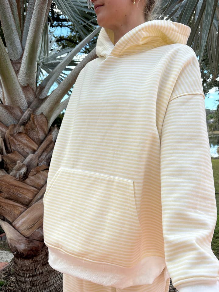 Baby Yellow and White Big Striped Hoodie for wholesale on Faire15