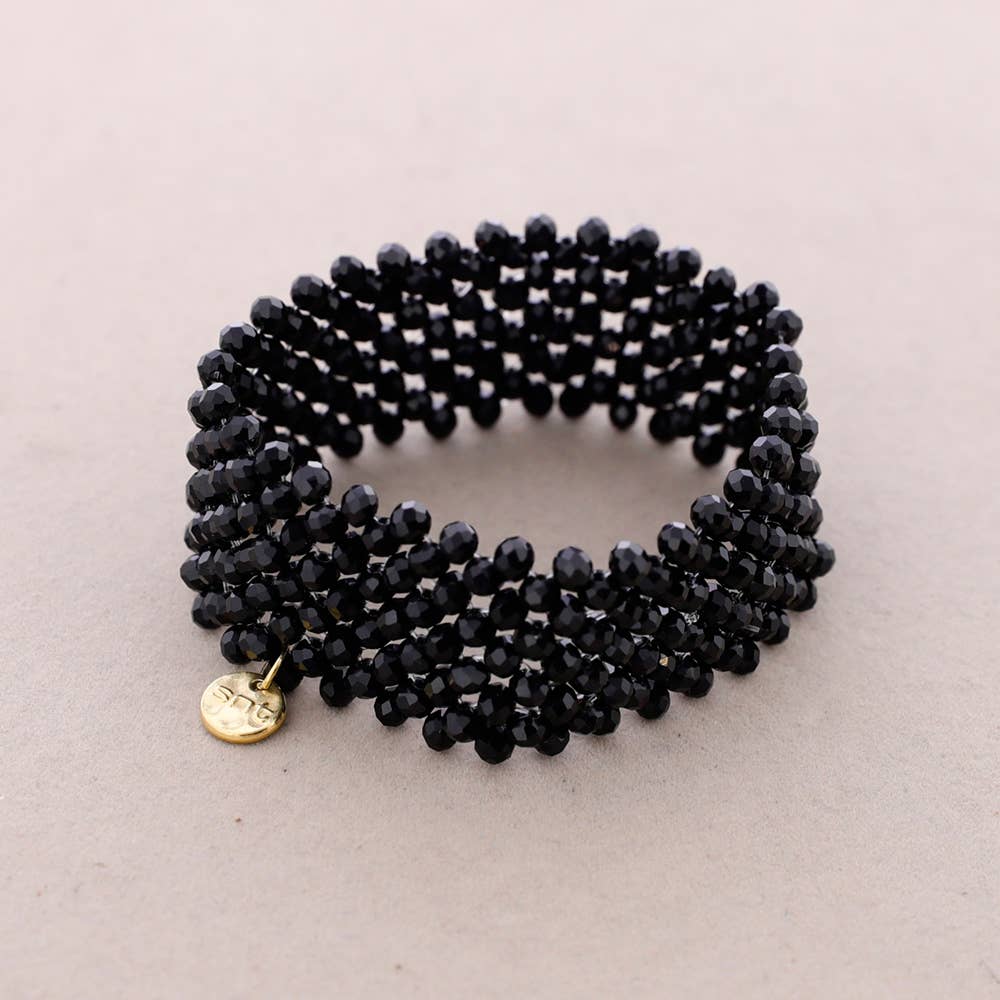 Transparent Gray Faceted Crystal Elastic Bracelet for wholesale on Faire2
