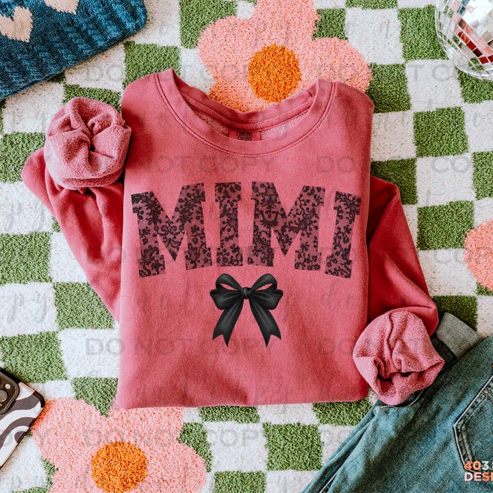 Mimi Black Lace Bow DTF Transfer for wholesale by 403 Designs