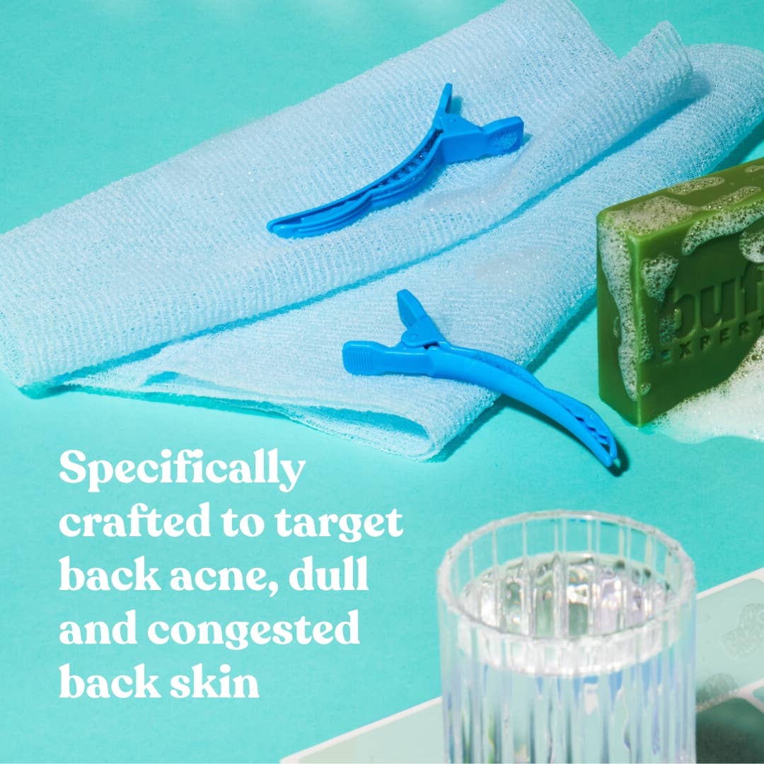 Buff Experts - 🇨🇦 - Wholesale Exfoliating Gloves/Mitts - SRSLY Buffed Exfoliating Back Towel - Treats Back Acne3
