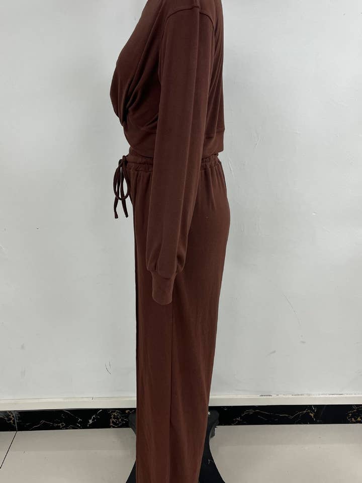 Rosa Clothing - Wholesale Lounge Set - Women's - Crossed Crewneck Top And Joggers Pants Set5