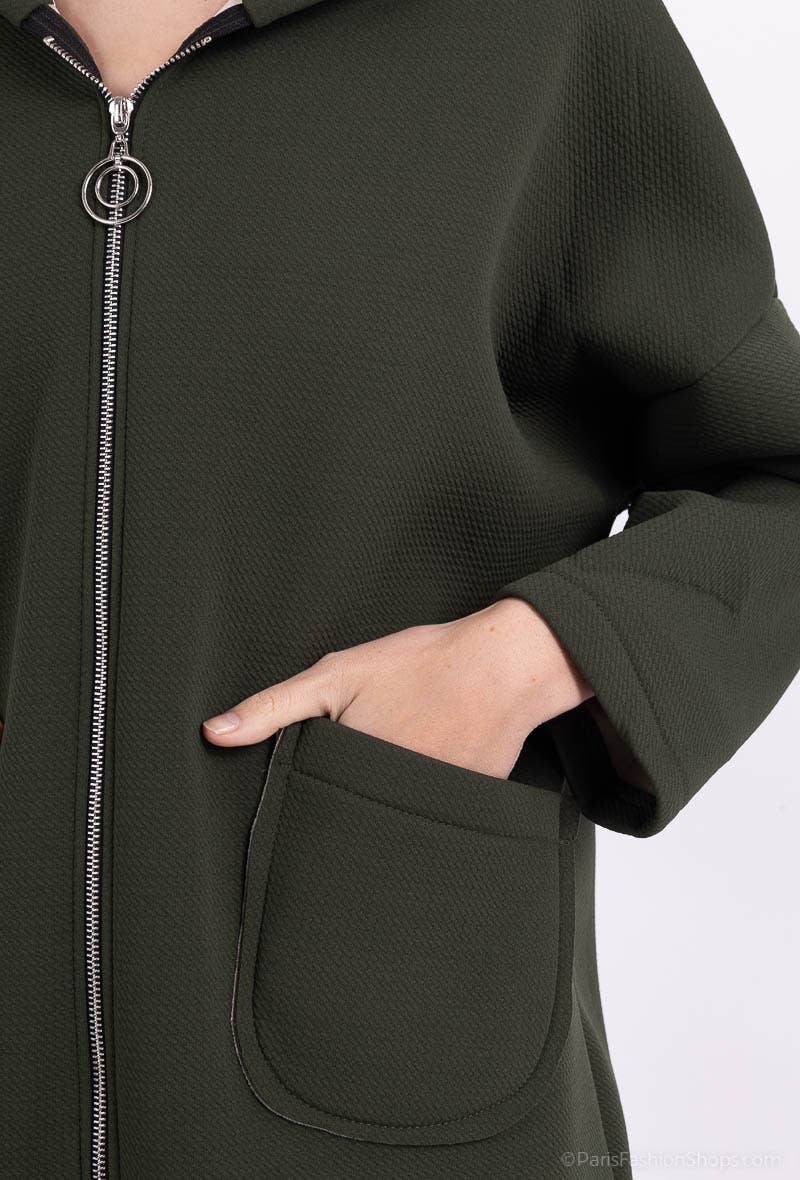 L'Emotion - Wholesale Hoodie - Women's - Neoprene Embossed Material Zip-Up Hoodie11