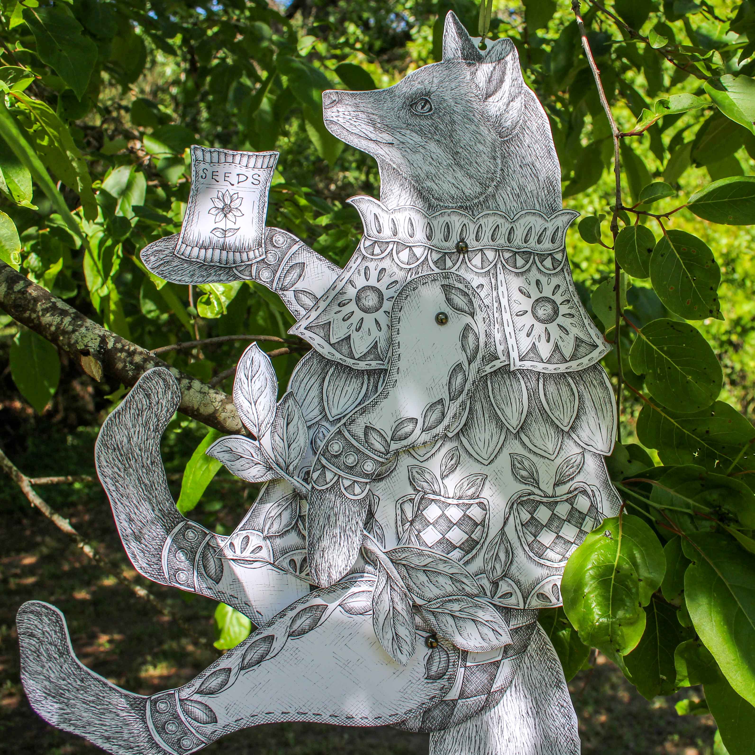 Mackenzie Myrick Studio - Wholesale Wall Accent - The Gardener | Articulated Fox Decoration6