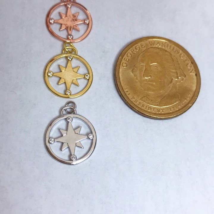 The Bead Bazaar - Wholesale Individual charm/pendant - Silver Compass Travel Charm For Necklace, Wholesale Bulk Charms For Jewelry Making, Navigation Charm, Rose Gold Compass Charm, Gold Travel9