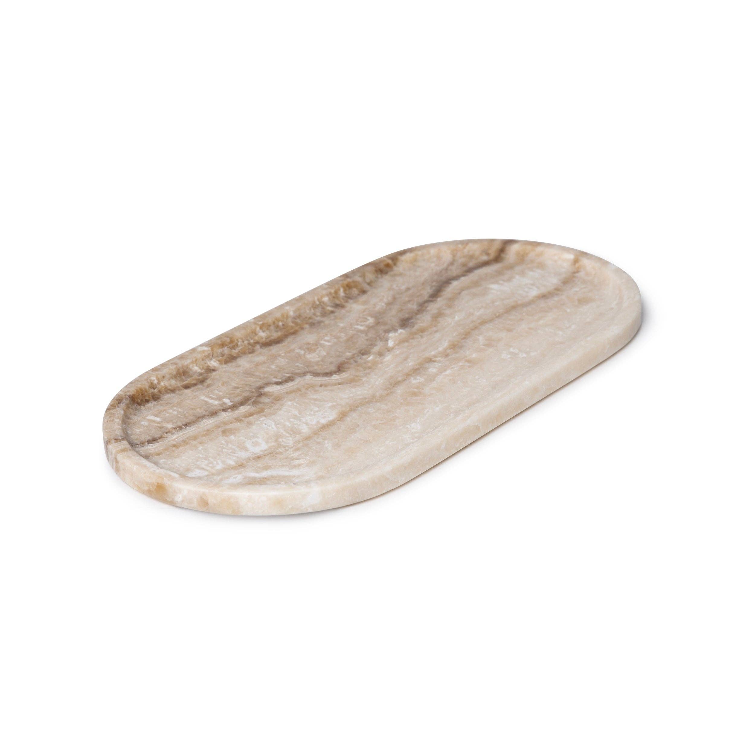 MOOISA B.V. - Wholesale Decorative Tray - Marble tray oval 40x20cm sandal onyx0