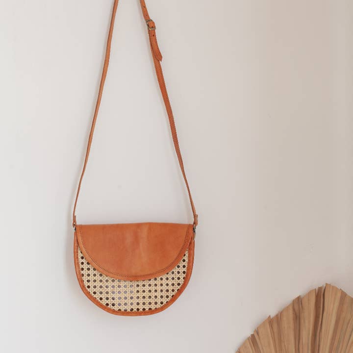 Village Thrive - Wholesale Crossbody Bag - Women's - Raja Leather and Cane Crossbody Bag