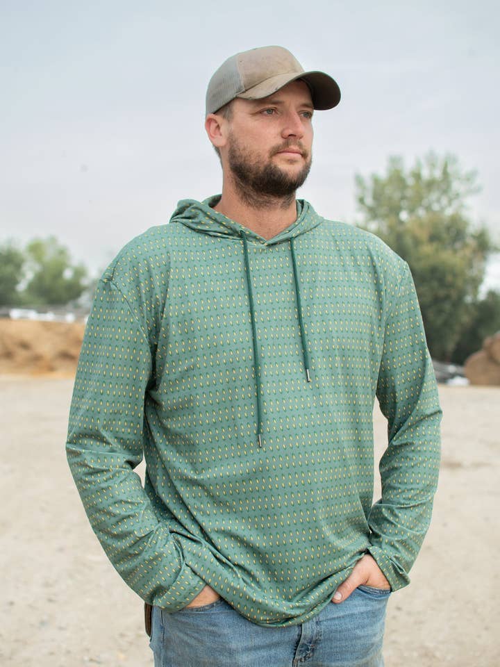 Retro Corn Adult Performance Hoodie for wholesale by American Farm Company