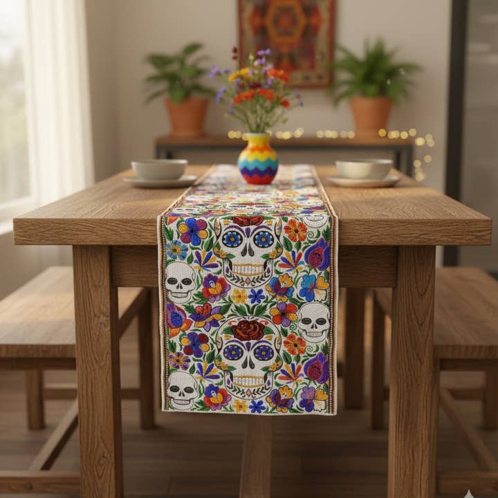 Cielito Lindo - Wholesale Table Runner - Skull Embroidered Table runner10