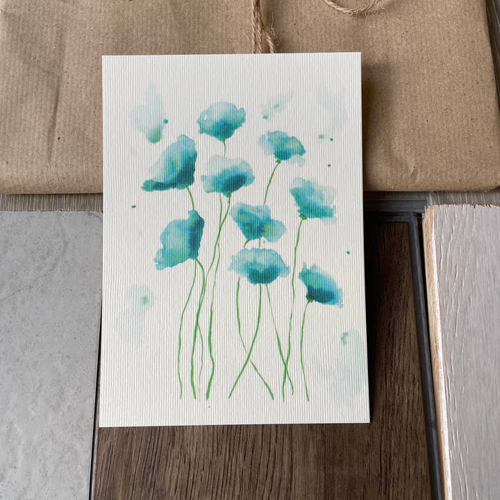 Blueberry Poppy Postcard for wholesale by Myayart
