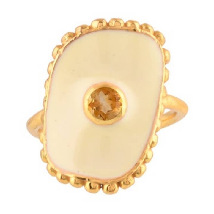 Citrien vergulde emaille ring, vintage stijl, ambachtelijk cadeau voor wholesale door Misteerious Seed