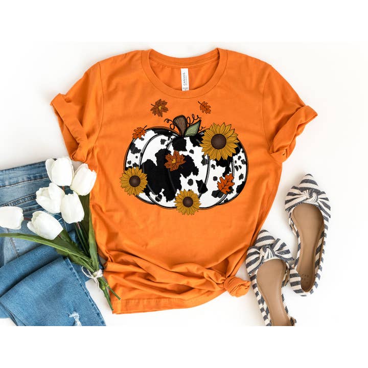 Camicia autunnale a zucca con stampa mucca - Camicia autunnale per la vendita all'ingrosso da parte di The Shirt Company