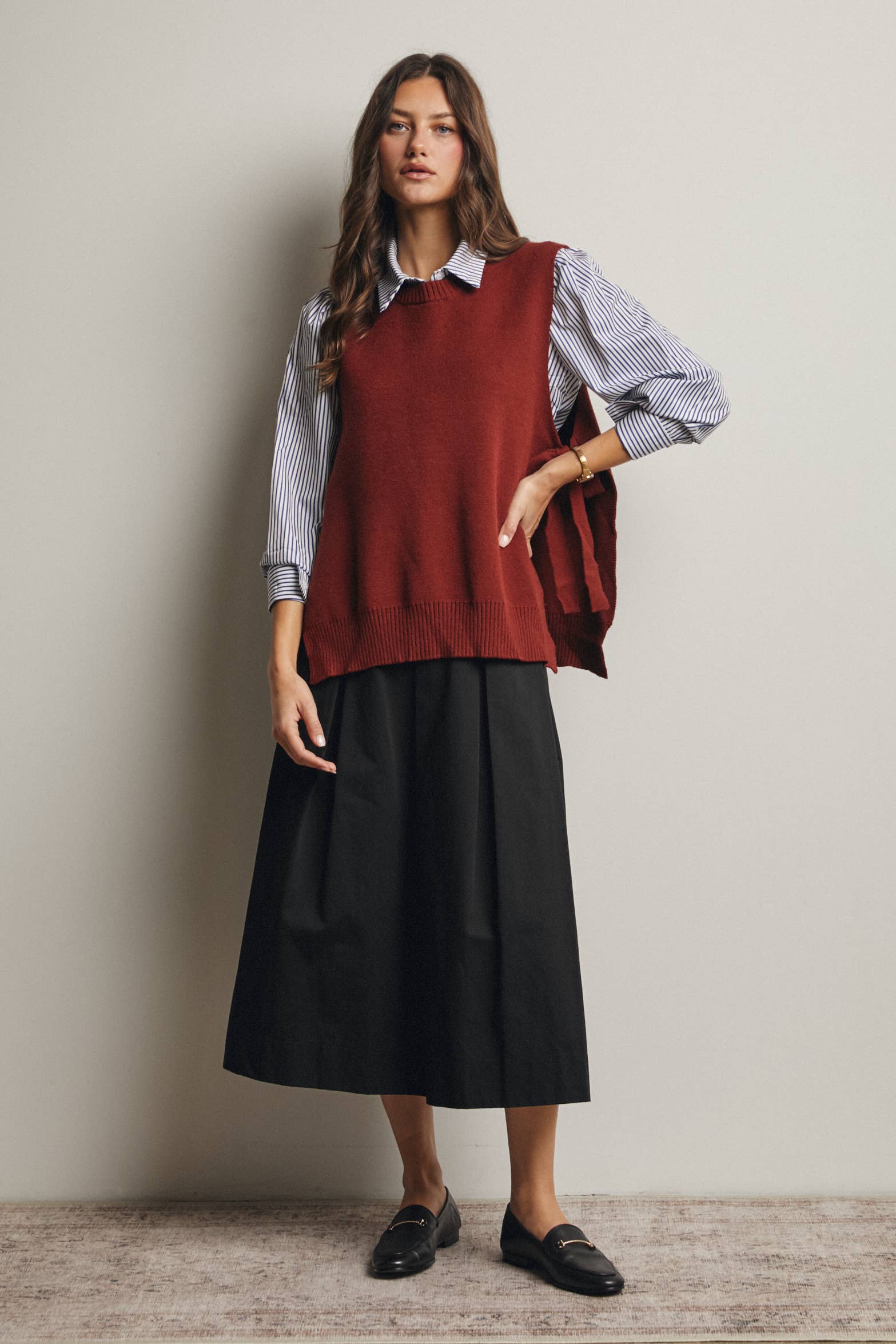 Forte – Großhandel Rock – Damen – Faltenrock in A-Linie, Midi, FSK00017