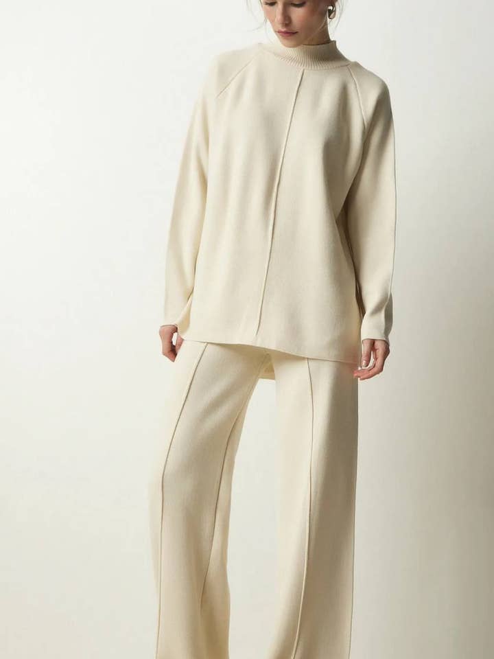 Knit minimalist pantsuit-sweater and pant set for wholesale by Design company-Fatma Balkir