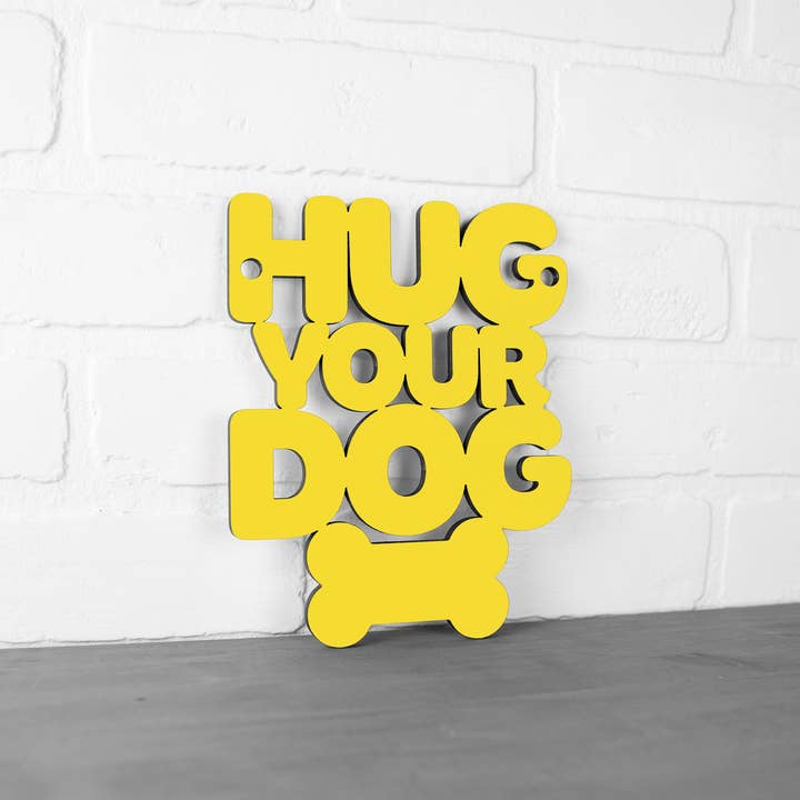 Hug Your Dog Pet Bedroom Decor, Dog Lover Wood Wall Art for wholesale by Spunky Fluff