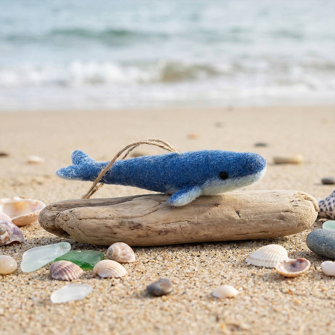 Felt So Good - Wholesale Ornament - Handmade Felt Biodegradable The Big Blue Hanging Whale Decor