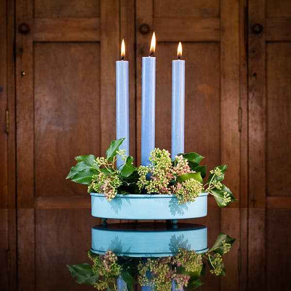BRITISH COLOUR STANDARD – wholesale Candle holder – Metal Candle Platter Small - Sky Blue1