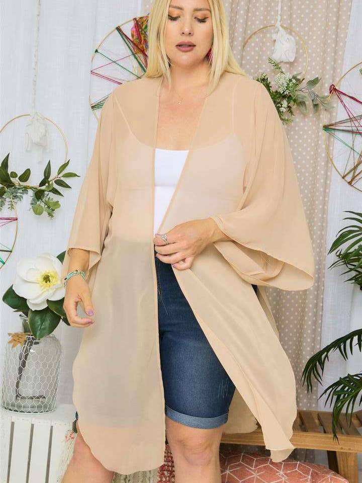 ADORA LA - Venta al por mayor Kimono - Mujer - MYJ13385X - KIMONO DE TALLA GRANDE CON ABERTURAS LATERALES