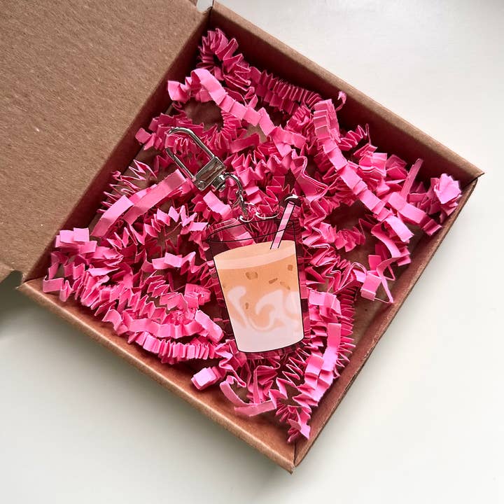 Iced Latte Keyring Coffee Gift for wholesale by Dolly’s Doodles