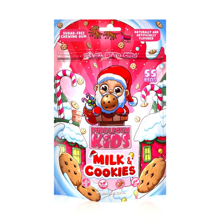 Santa's Milk & Cookies Sugar-Free Gum – 2.91oz, 10ct RRP for wholesale by Bubblegum Kids