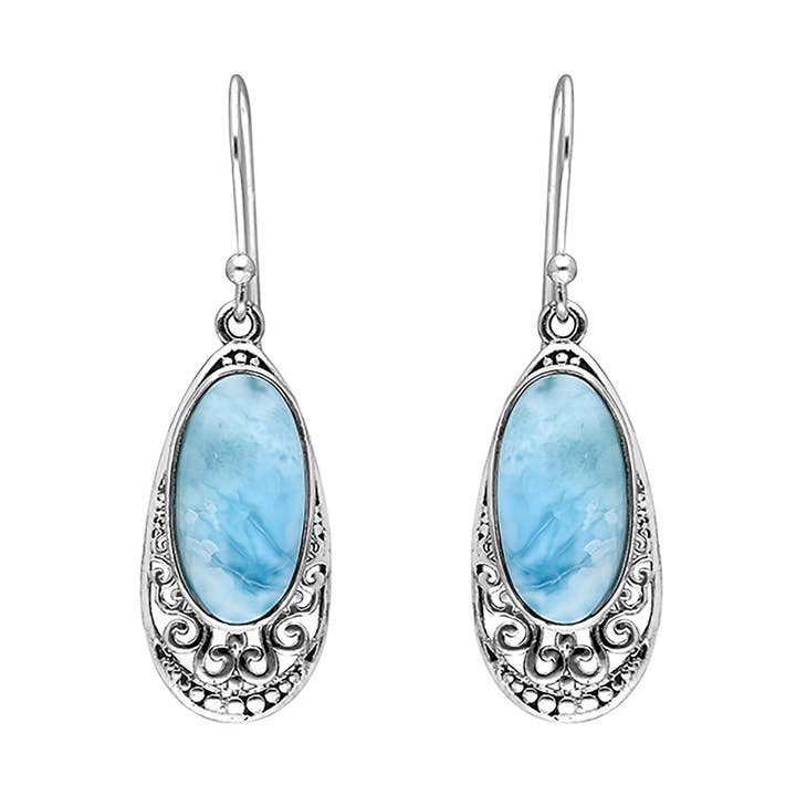 925 Sterling Silver Larimar Ädelsten Dinglande Örhänge för wholesale av Tiramisu