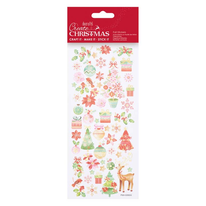 Create Christmas Foil Stickers, Pink Trees, Multicoloured for wholesale by West Design Products UK