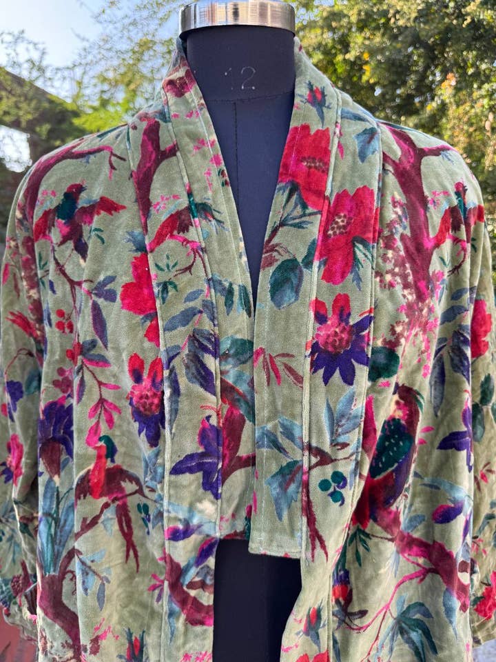 GYPSY STUDIO - Wholesale Jacket - Women's - Bohemian Jacket Bird Printed Velvet Jacket Winter Wear Coats