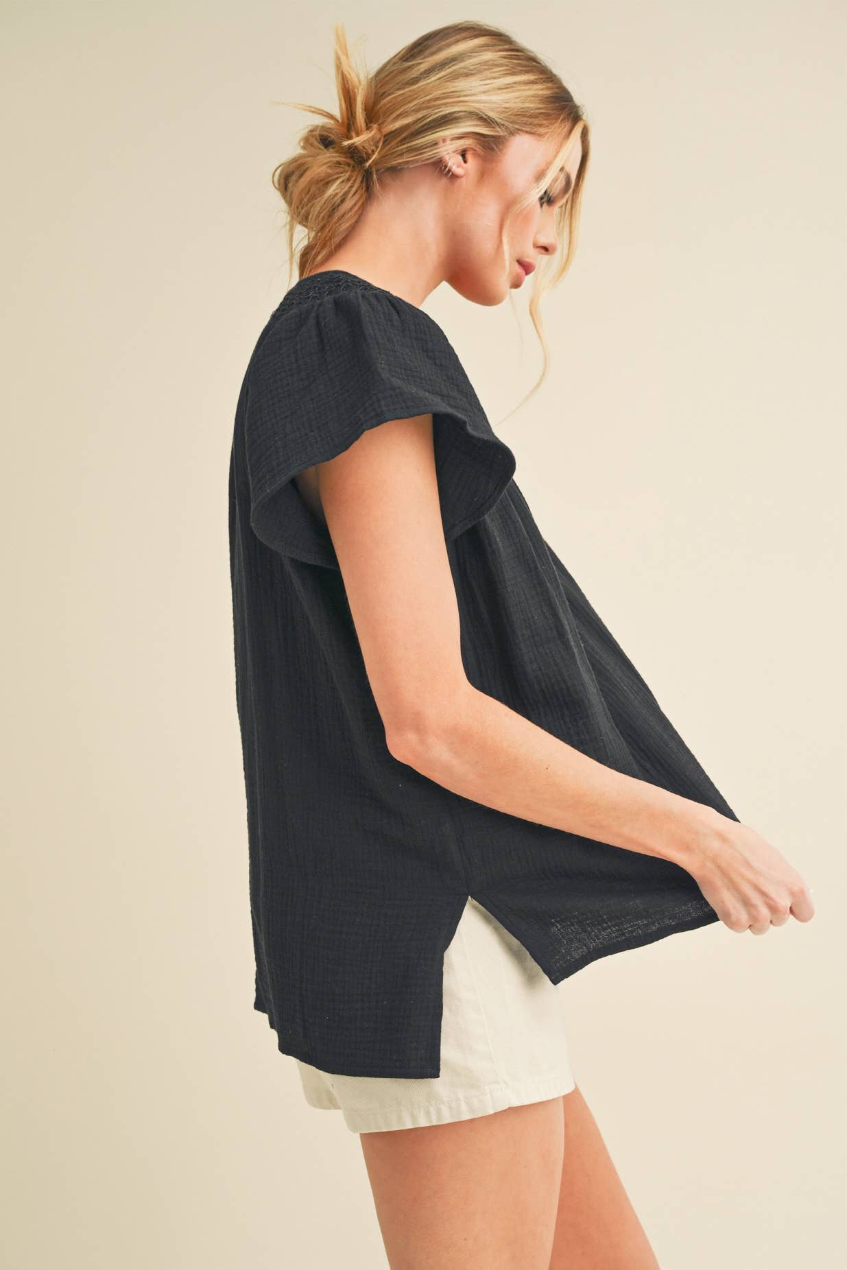 AEMI + CO - Vente Chemisier – femme - 8269DK Haut à manches courtes brodé Thia 34