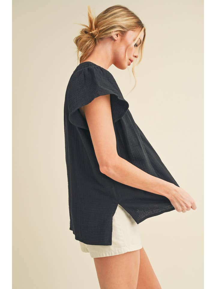 AEMI + CO - Vente Chemisier – femme - 8269DK Haut à manches courtes brodé Thia 34