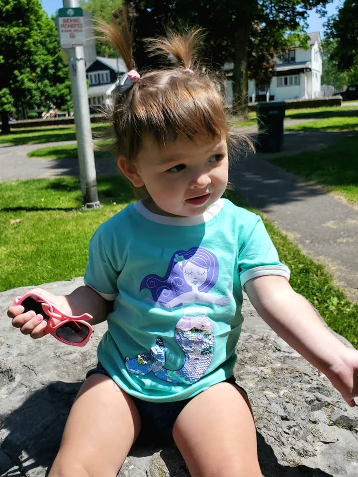 Doodle Pants – Engroshandel T-shirt - Børn – Havfrue Sequin Toddler og børn T-shirt7