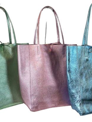 Italian Spring Metallic Leather Tote Bags JIJOU CAPRI for wholesale by JIJOU CAPRI