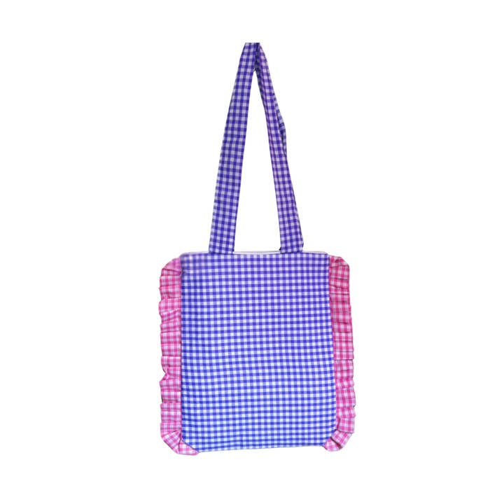 Purple & Pink Gingham Tote Bag for wholesale by Girl Haus