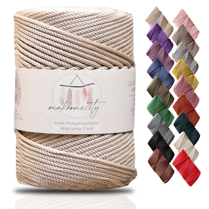 Corde de macramé en polypropylène 3 mm x 131 yards (394 pieds) pour la vente par Makromecity