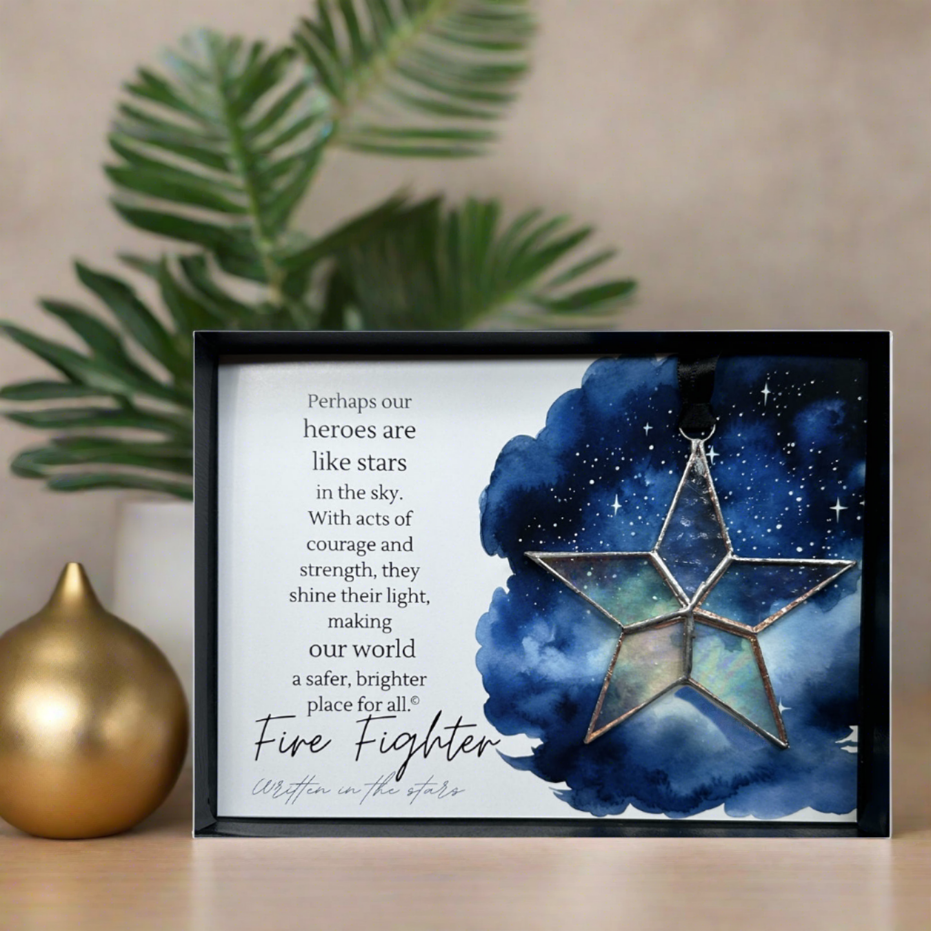 The Grandparent Gift Co. Inc. - Wholesale Ornament - Firefighter Thank You Gift Stained Glass Star Ornament 77613