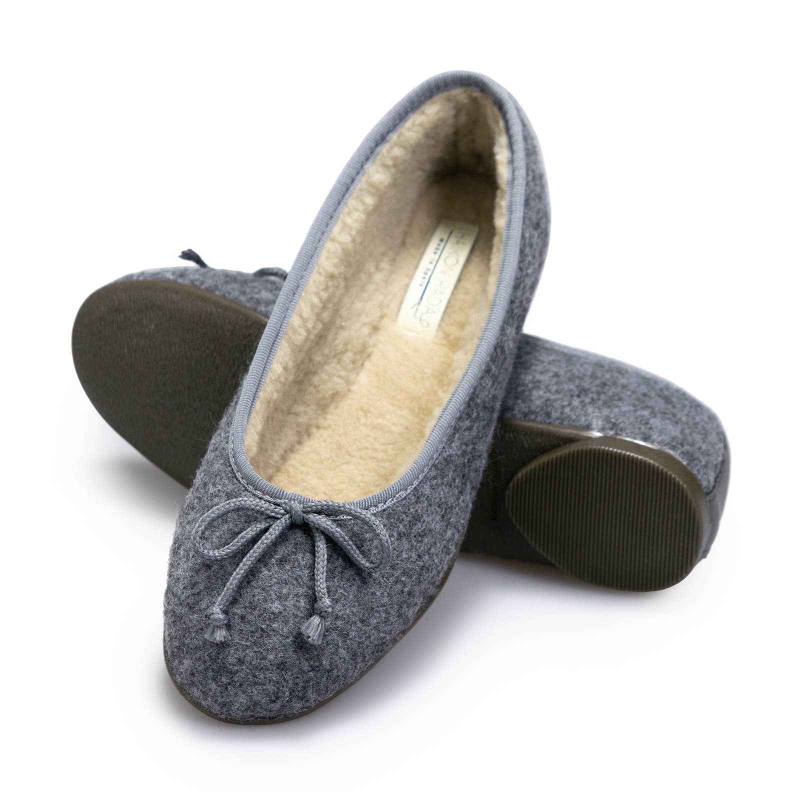 HAIKON HADA - Wholesale Pantoffels - Dames - Grijze vilten ballerina's. Gerecycleerde pantoffels voor thuis.5