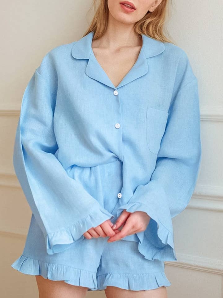 Fladderende Losse Effenkleurige Huispak Sets DPS2214 voor wholesale door Dipped Shop