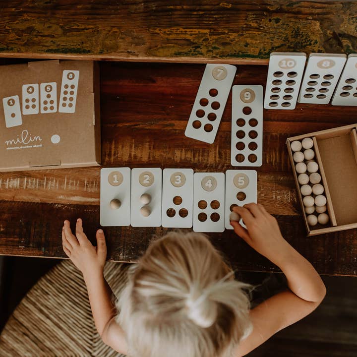 Números para aprender a contar, blocos de madeira Montessori por atacado de milin