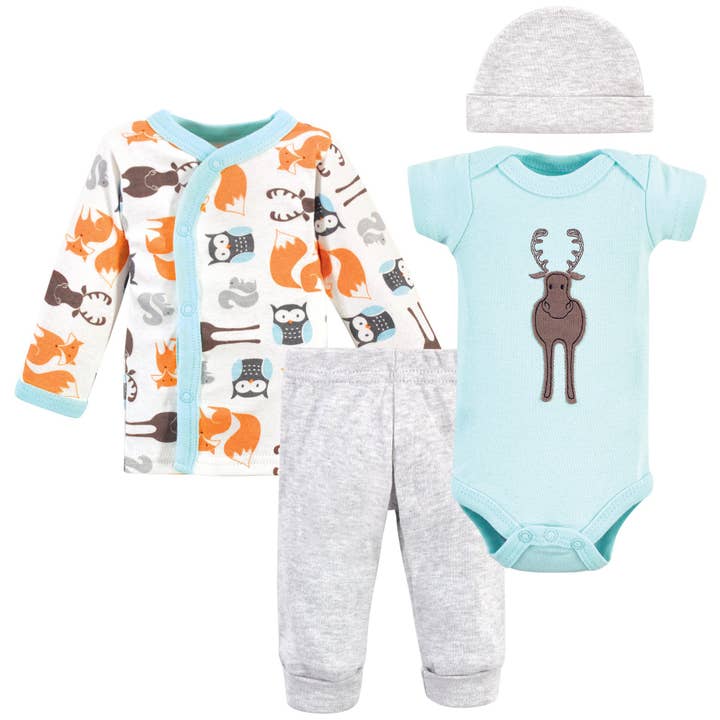 Hudson Baby Preemie Layette Set 4-Piece, Moose for wholesale by BabyVision