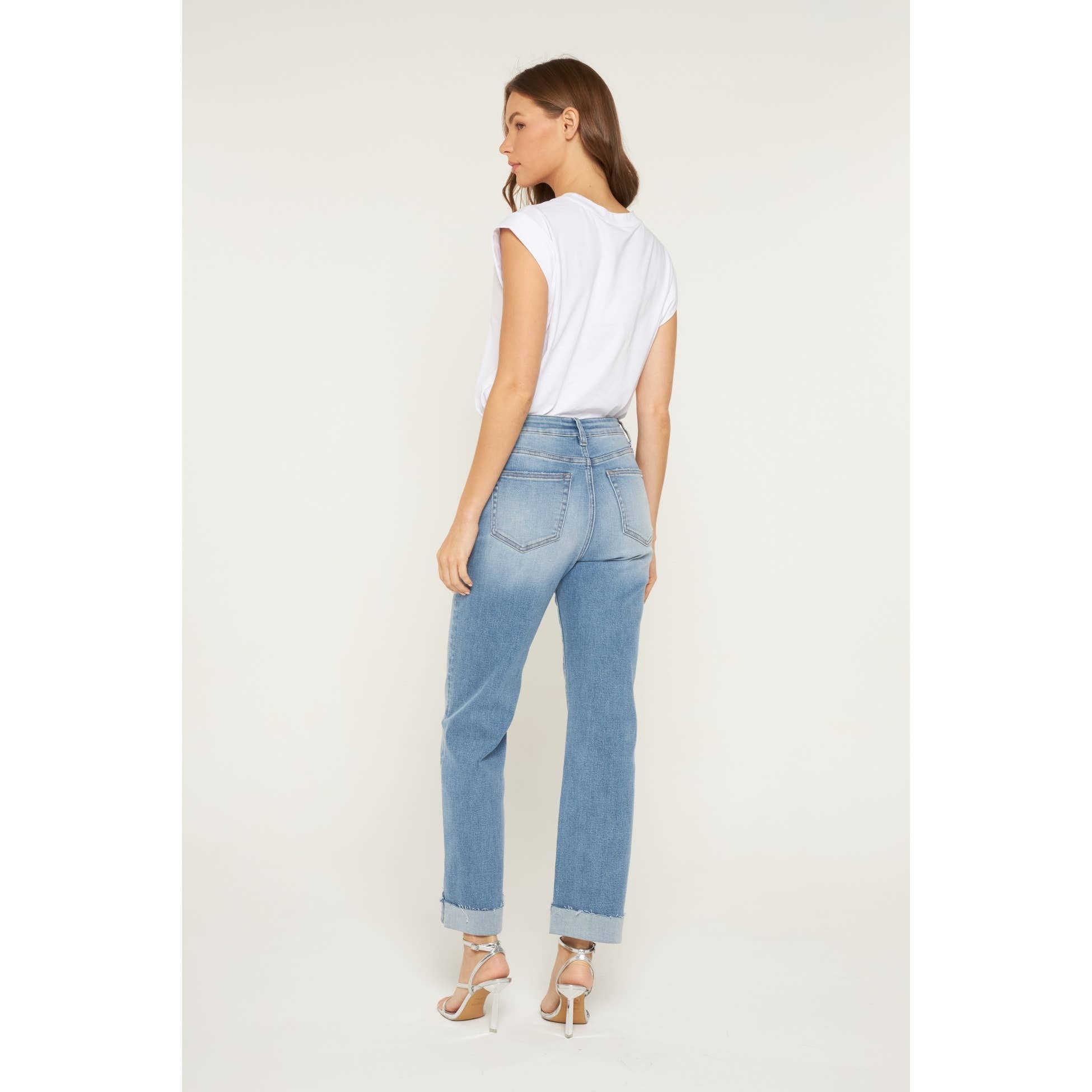 QUEEN BLUE HIGH RISE STRAIGHT LEG WITH CUFFED HEM for wholesale on Faire6