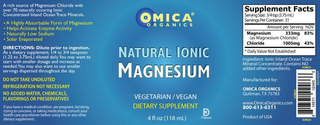 Omica Organics - Wholesale Oral Supplement/Vitamin - Natural Ionic Magnesium Trace Minerals (4 oz/118 ml)1